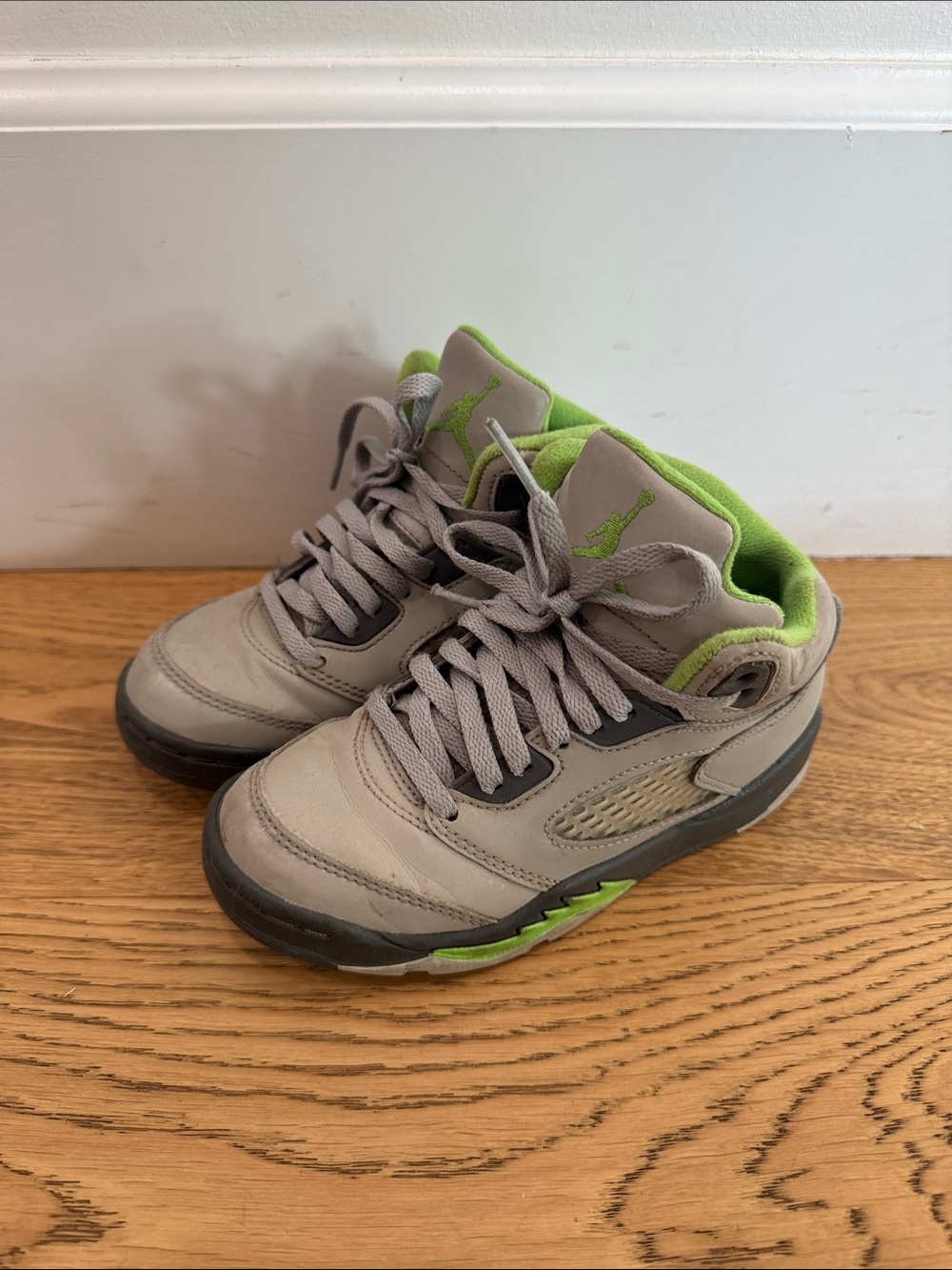 Jordan Kids Grey and Lime Jumpman Sneakers